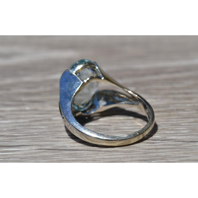 Contemporary The Eleuthera: Ladies 14K White Gold Ring set with 4.25 CT Aquamarine For Sale - Image 3 of 9
