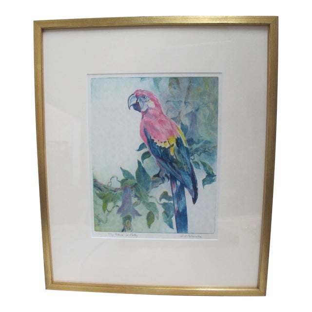 Reinhold R H Palenske Signed Framed Hand Colored Etching My Name Is Polly For Sale