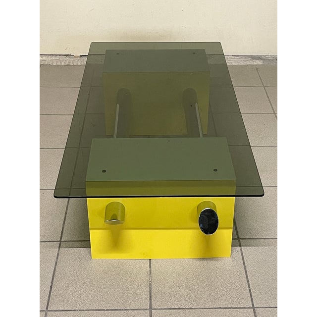 White Coffee Table in Colored Formica and Glass, 1970s For Sale - Image 8 of 18