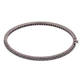 1920s Lugano Black Diamond 18k Blackened Gold Bangle Bracelet For Sale