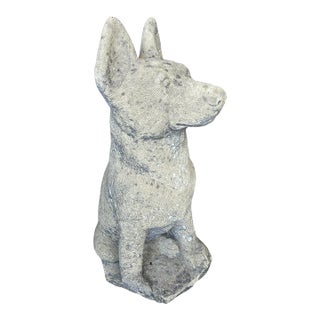 Vintage Cast Stone German Shepherd Garden Statue For Sale