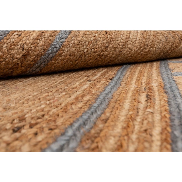 Grey Trim Jute Scallop Braided Handmade Rug - 9'x12' For Sale - Image 10 of 11