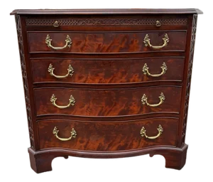 Henkel Harris Chippendale Style Serpentine Top Bachelor Chest of Drawers