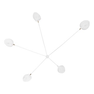 Mid-Century Modern White Five Arms Spider Ceiling Lamp from Serge Mouille For Sale