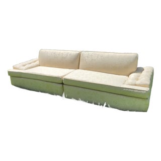 1950 Sectional Sofa Ivory Damask American All Original Custom For Sale