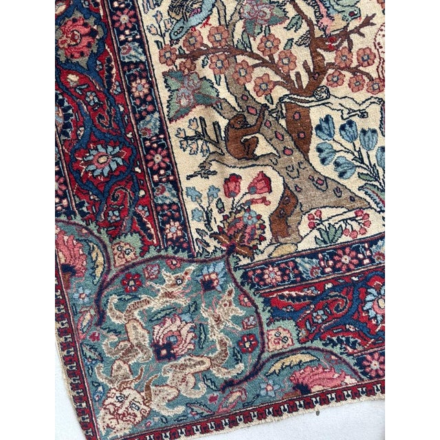 Persian Antique "Paradise Scene" Tabriz, Nature and Art Collide Rug 4.7 x 6.4 For Sale - Image 3 of 10