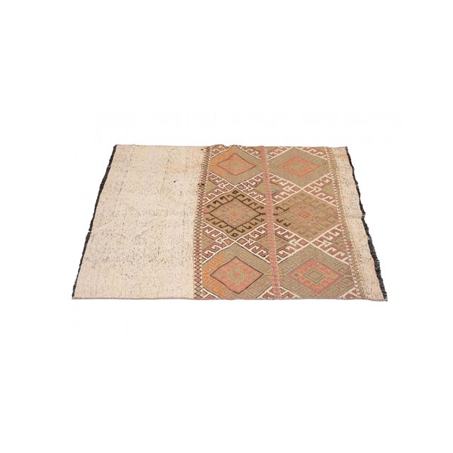Embroidered Turkish Vintage Kilim Rug - 3`6″ X 4`1″ For Sale - Image 4 of 6