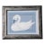 Swan Bird Folk Art Ameicana Minimalism Blue Gray Borders White Original Oil Painting by Cleo Plowden For Sale
