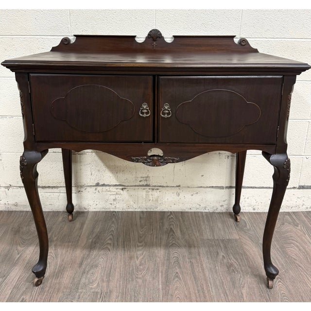 Traditional Vintage Georgian Revival Mahogany Tea Server Hostess Cabinet For Sale - Image 3 of 12