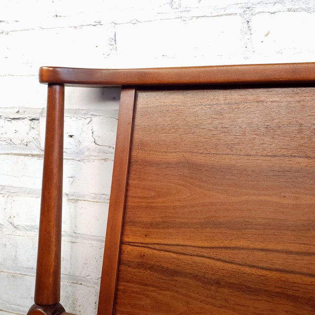 Slick Restored Walnut Original Mid Century Modern Queen Headboard For Sale In Chicago - Image 6 of 7