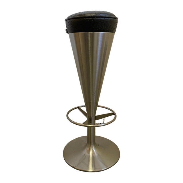 Stainless Steel Bar Stool with Leather Seat by Leo Thafvelin Johanson, Sweden For Sale - Image 9 of 9