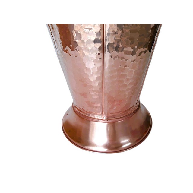 Vintage Copper Umbrella Stand in Hammered, Copper, Brass Handle, 1950 For Sale - Image 4 of 9