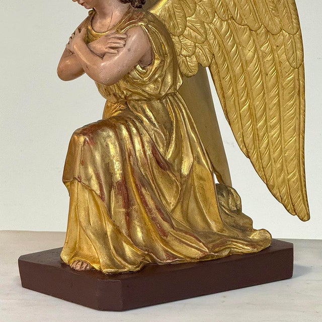 Pair 18th Century Hand-Carved Polychromed Wood Angels For Sale - Image 17 of 17