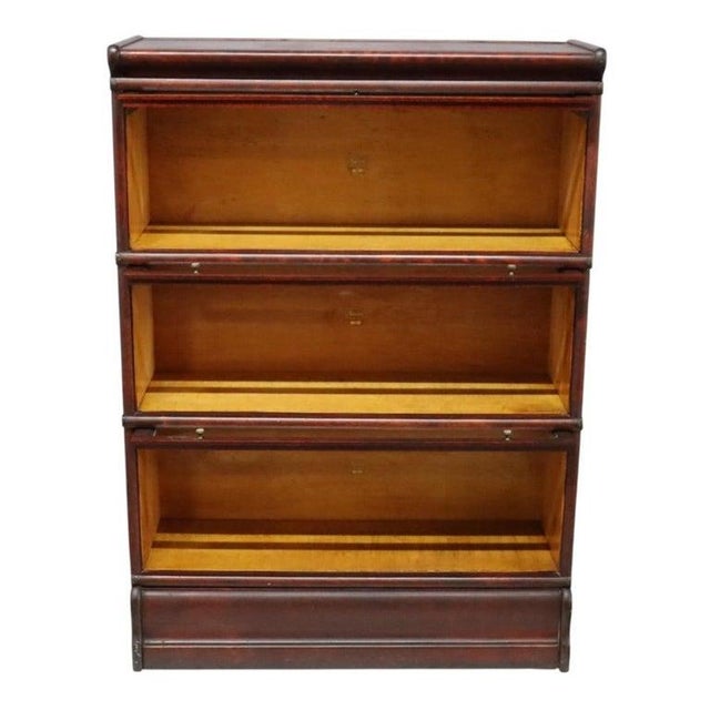Macey Furniture Co. Macey Arts & Crafts Mahogany 3 Stack Barrister Bookcase C1920 For Sale - Image 4 of 8