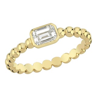 The Noura Beaded Stack Ring in 14k Yellow Gold Lab Grown Diamonds by Lumeniri, Size 5.5 For Sale