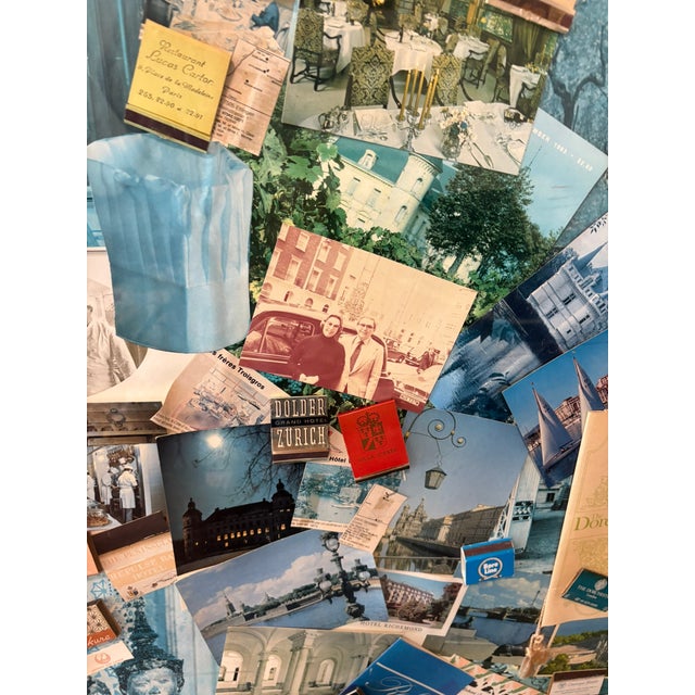 Paper Vintage 1970s European Grand Tour Travel Ephemera Collage Mix Media Art For Sale - Image 7 of 12