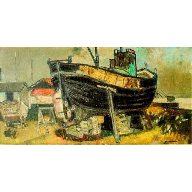Shipyard - Oil on Canvas by Paul Guiramand - 1955 ca. 1955 ca. For Sale - Image 6 of 6