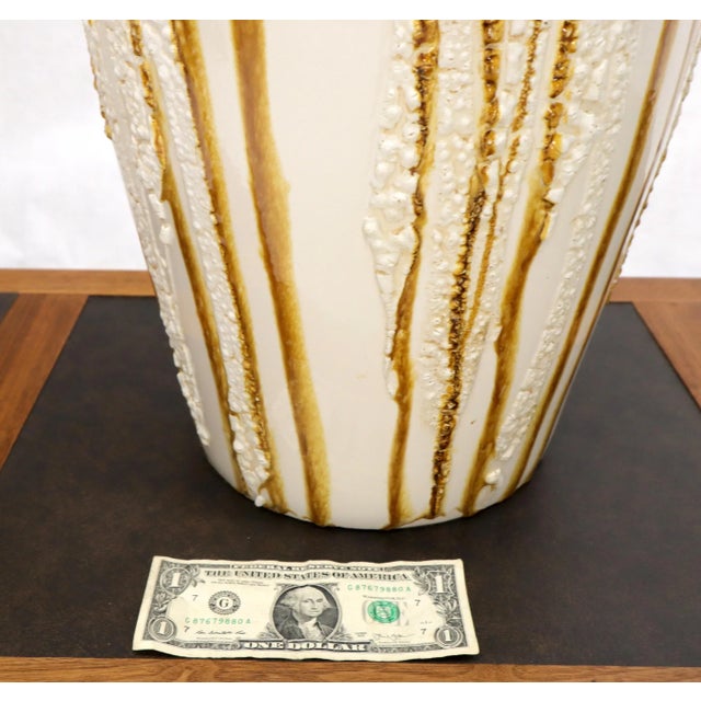 Pair of Large Ceramic Art Pottery Bases Decorative Caramel Glaze For Sale - Image 6 of 8