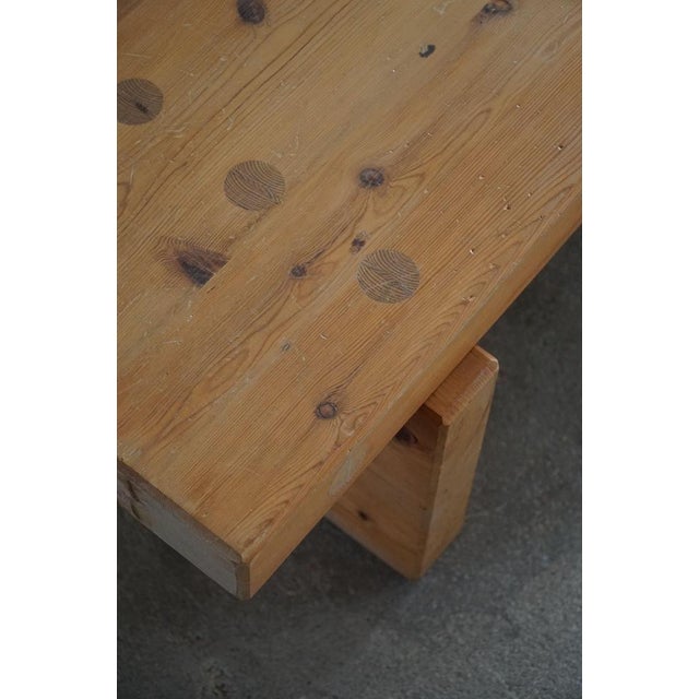 Brown Swedish Modern Model Bambse Pine Bench attributed to Roland Wilhelmsson, 1973 For Sale - Image 8 of 14