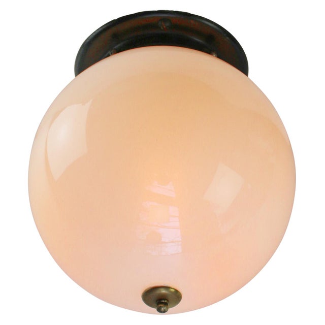 1920s Art Deco White Opaline Flush Mount, 1920s For Sale - Image 5 of 10