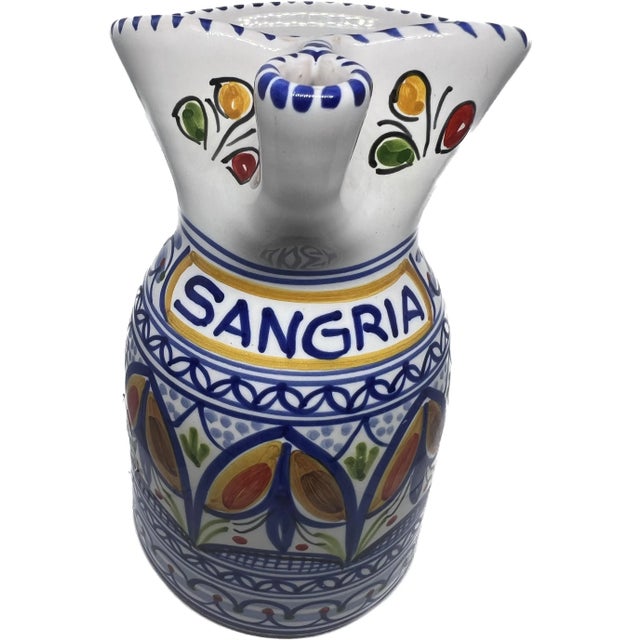 Vintage De La Cal Handpainted Sangria Ceramical Puente Spain Jug For Sale - Image 13 of 13