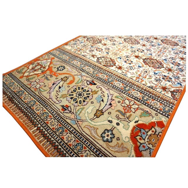 Textile Vintage Persian Tabriz Taba Tabai Wool 3x10 Orange & Ivory Handmade Runner Rug #1144063 For Sale - Image 7 of 12