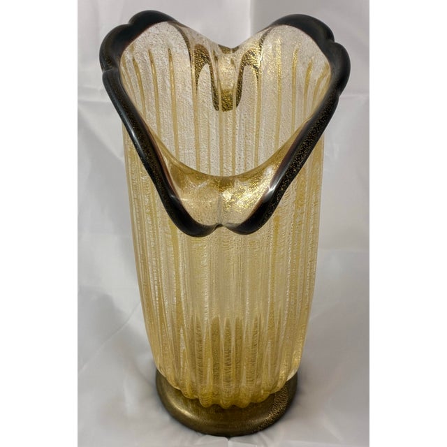 Rare Signed 2001 Andrea Donà Murano Exhibition Vase - Dual-Color & 24k Gold - Alberto Dona For Sale - Image 10 of 12