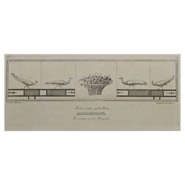 Francesco Cepparoli, Ancient Roman Fresco Herculaneum, Etching, 18th Century For Sale