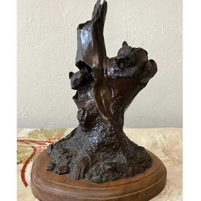 This exceptional vintage wildlife sculpture by American artist R.C. Lynch (Ronilee Lynch) depicts a charming pair of...