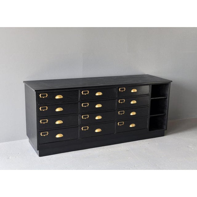 Gold Ebonised General Store Drawer Cabinet, 1920s For Sale - Image 8 of 13