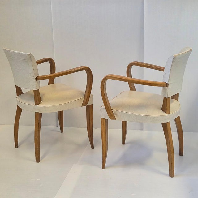 Vintage Bridge Armchairs in Beech and Skai, 1950s, Set of 2 For Sale - Image 13 of 14