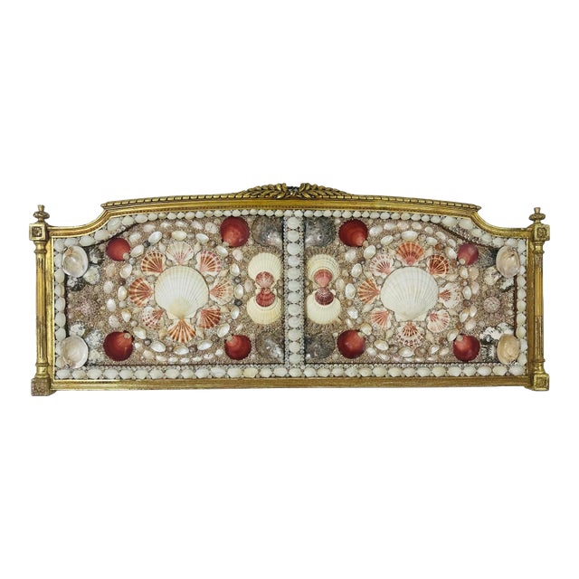 Antique Italian Gilded Headboard With Shell Inlay For Sale