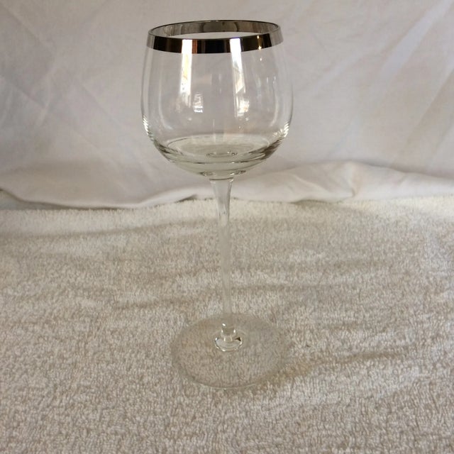Tall Platinum Rim Wine Glasses - Set of 6 For Sale - Image 4 of 13