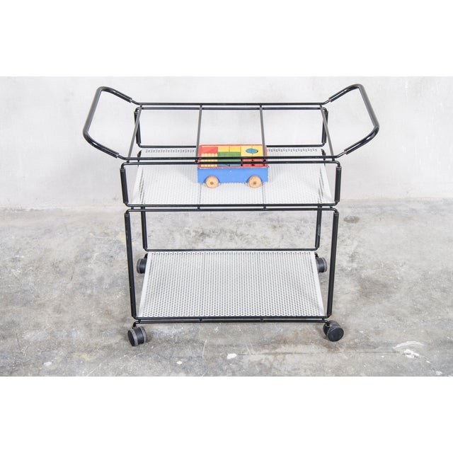 Black Vintage Serving Trolley attributed to Tjerk Reijenga for Pilastro, 1980s For Sale - Image 8 of 9