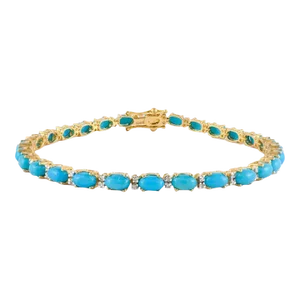 7.46ct Natural Turquoise Diamond Fine Bracelet Crafted in 18k Solid Yellow Gold
