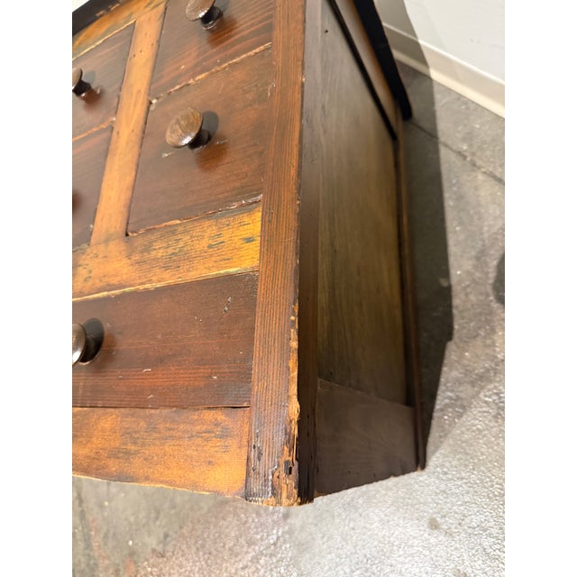 Vintage Primitive Wood Apothecary-Style Five-Drawer Cabinet For Sale - Image 11 of 14