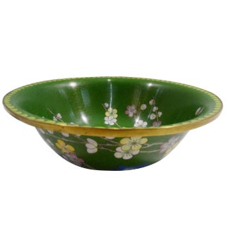 Mid Century Cloisonne Bowl With Floral Details For Sale