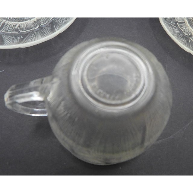 1970s Arcoroc France Fleur Pattern Glass Coffee Tea Punch Cups & Saucers Set- 10 Pieces For Sale In Monterey, CA - Image 6 of 7