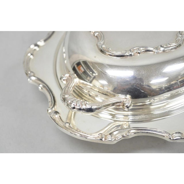 Vintage Victorian Style Silver Plated Covered Vegetable Serving Dish Platter For Sale In Philadelphia - Image 6 of 14