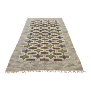 Large Swedish Rollakan Flat Weave Rug by Judith Johansson, 1950s For Sale