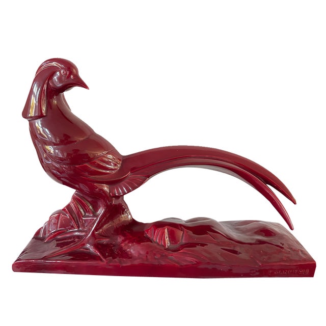 Vintage Art Deco Ceramic Pheasant from Saint Clement, 1930s For Sale