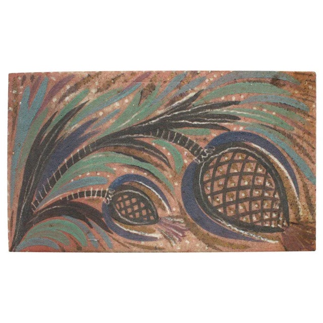 Ceramic paint decorated lidded box. Designed by Waylande Gregory.