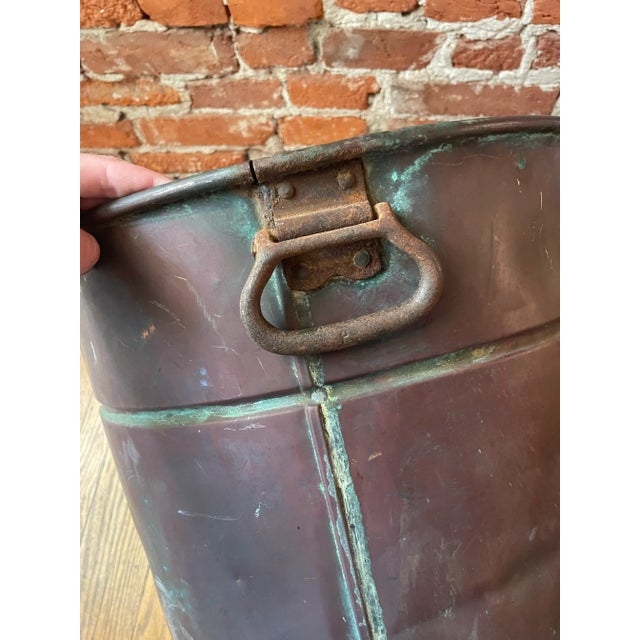 Victorian Antique Handmade Large Copper Boiler Pot For Sale - Image 3 of 8