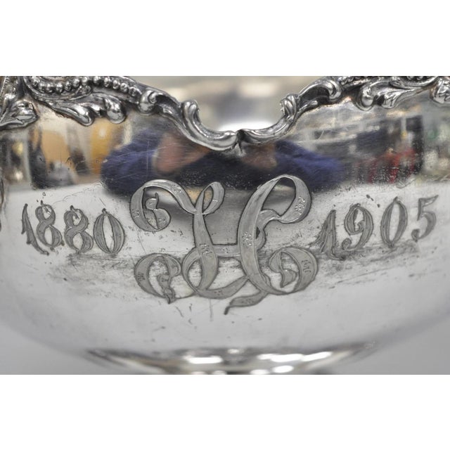 Antique Victorian Silver Plated "1880 'H' 1905" Engraved Monogram Pedestal Base Fruit Bowl by Homan Silver Plate Co. Circa...