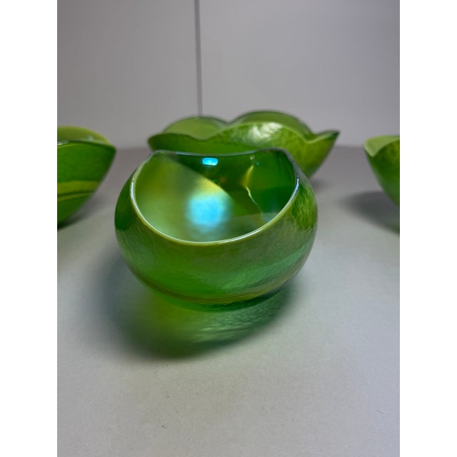 Green Vintage Italian Murano Green Art Glass Bowls, Set of 4 For Sale - Image 8 of 17