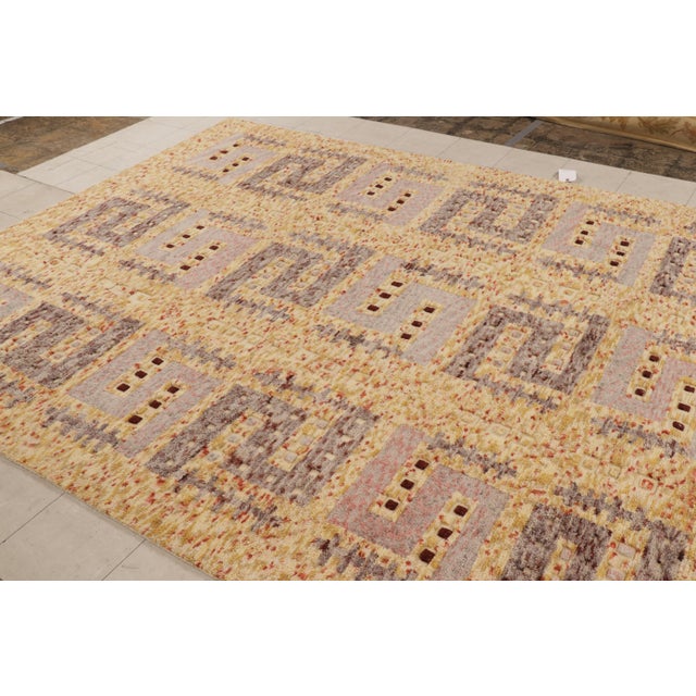 Mid-Century Modern Rug & Kilim’s Scandinavian-Inspired Geometric Golden-Yellow Gray Wool Rug For Sale - Image 3 of 8