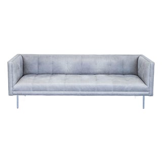 Room & Board Wynwood Modern 3-Seat Gray Leather Sofa For Sale