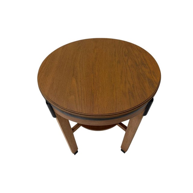 Brown Art Deco Amsterdamse School Round Side Table, 1920s For Sale - Image 8 of 10