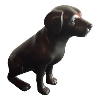 Vintage Black Soapstone Retriever Figurine, Made in Kenya For Sale