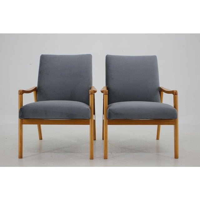 1970s Set of Beech Armchairs, Former Czechoslovakia, 1970s For Sale - Image 5 of 18